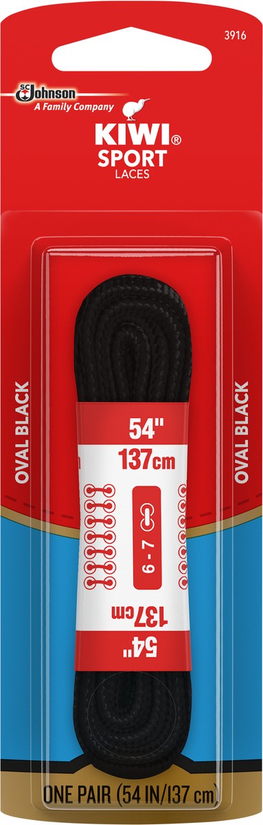 slide 1 of 5, KIWI Sport Oval Laces, Black, 54", 1 pair, 1 ct