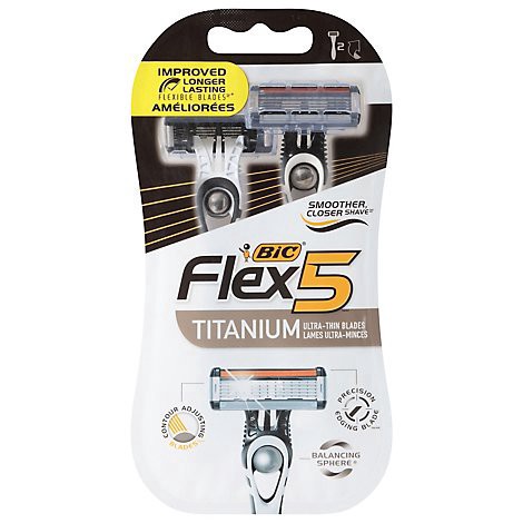 slide 1 of 1, Bic Flex 5 Razors 5 Flexible Blades - 2 Count, 2 ct