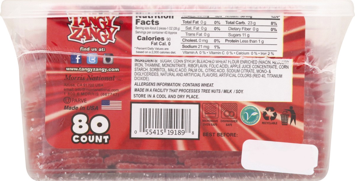 slide 7 of 13, Tangyzangy Super Wide Sour Strawberry 80 ea, 80 ct