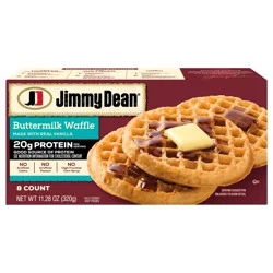 Jimmy Dean Protein Buttermilk Waffles Fully Cooked Frozen Breakfast 8 Count - 11.28 oz