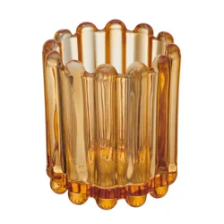 Elements Glass Candle Holder Amber 4.25IN