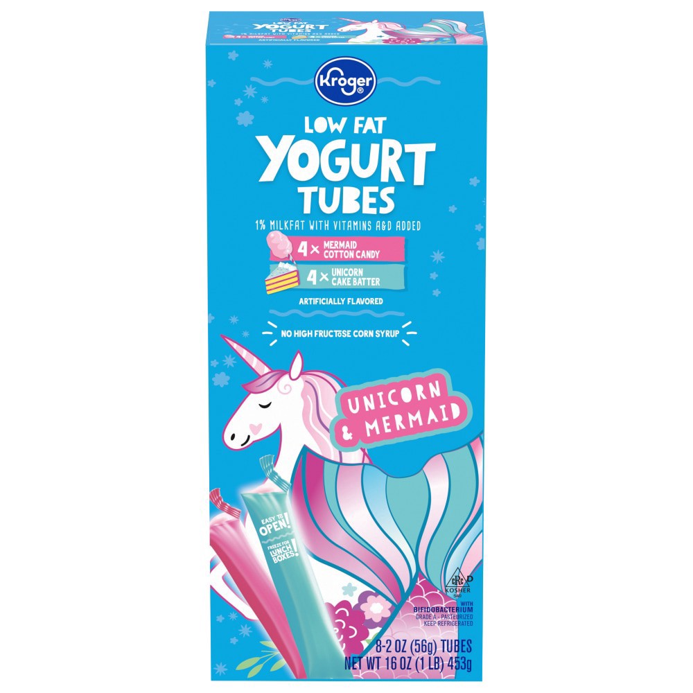 slide 1 of 2, Kroger Low Fat Unicorn And Mermaid Yogurt Tubes, 8 ct; 16 oz