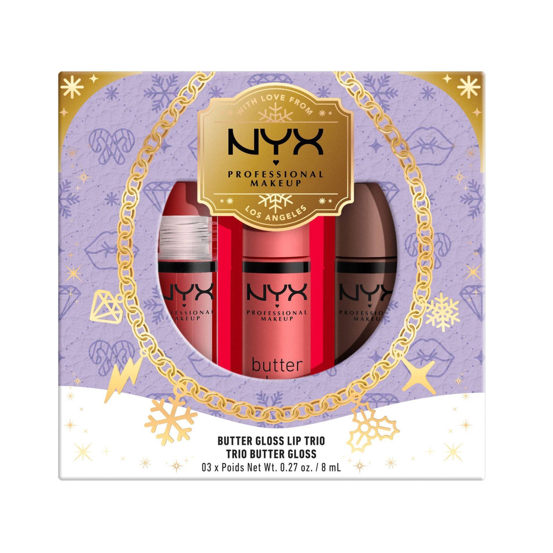 slide 1 of 7, NYX Professional Makeup Butter Lip Gloss Trio Holiday Gift Set - 3pc, 3 ct