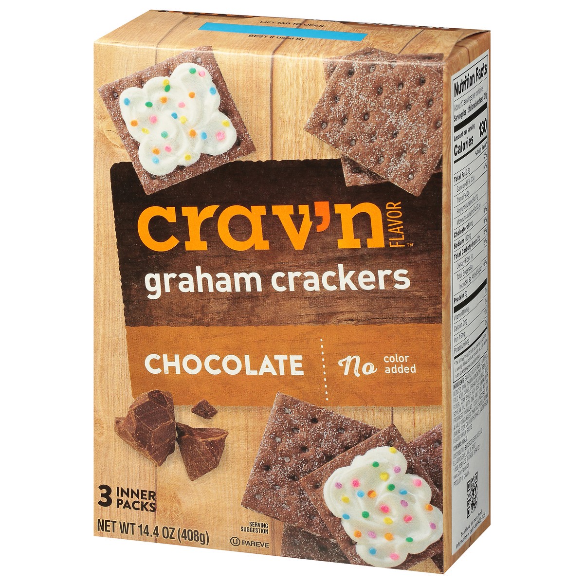 slide 3 of 9, Crav'n Flavor Chocolate Graham Crackers 3 Inner Packs 14.4 oz, 14.4 oz