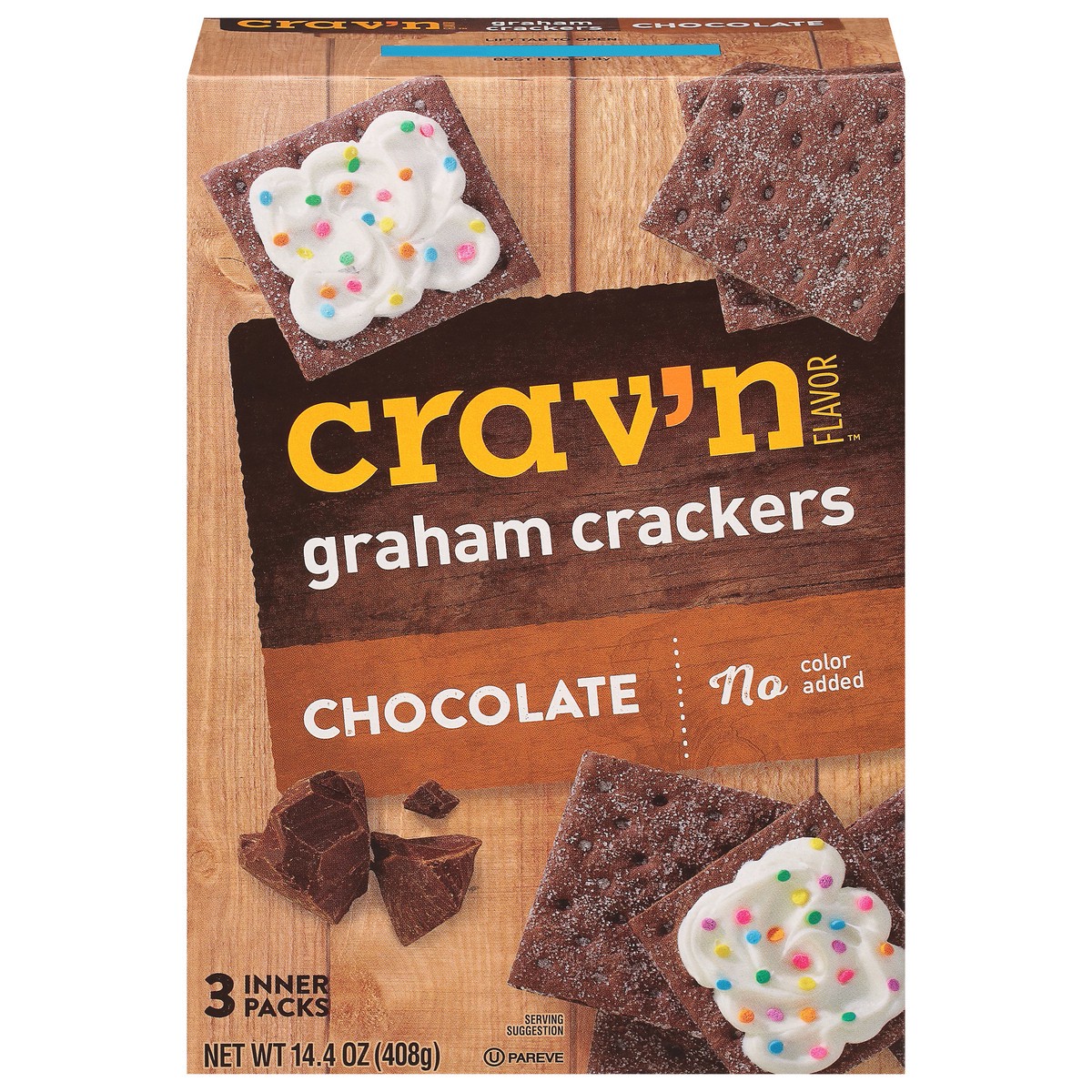 slide 1 of 9, Crav'n Flavor Chocolate Graham Crackers 3 Inner Packs 14.4 oz, 14.4 oz