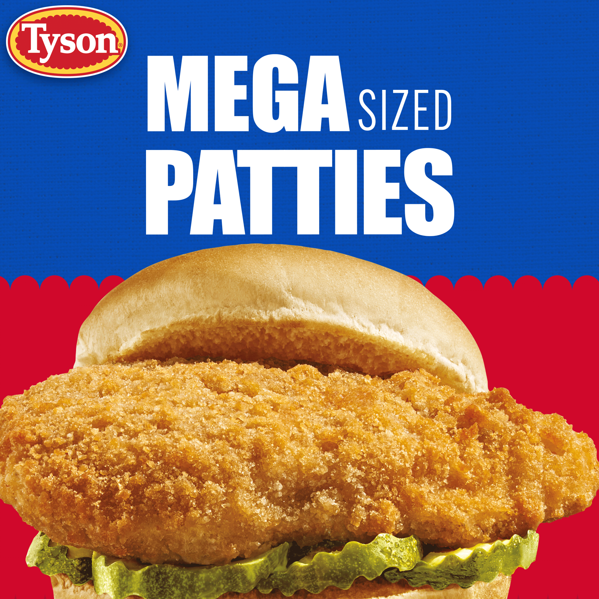 slide 2 of 10, Tyson Frozen Mega Chicken Patties, 20 oz, 566.99 g