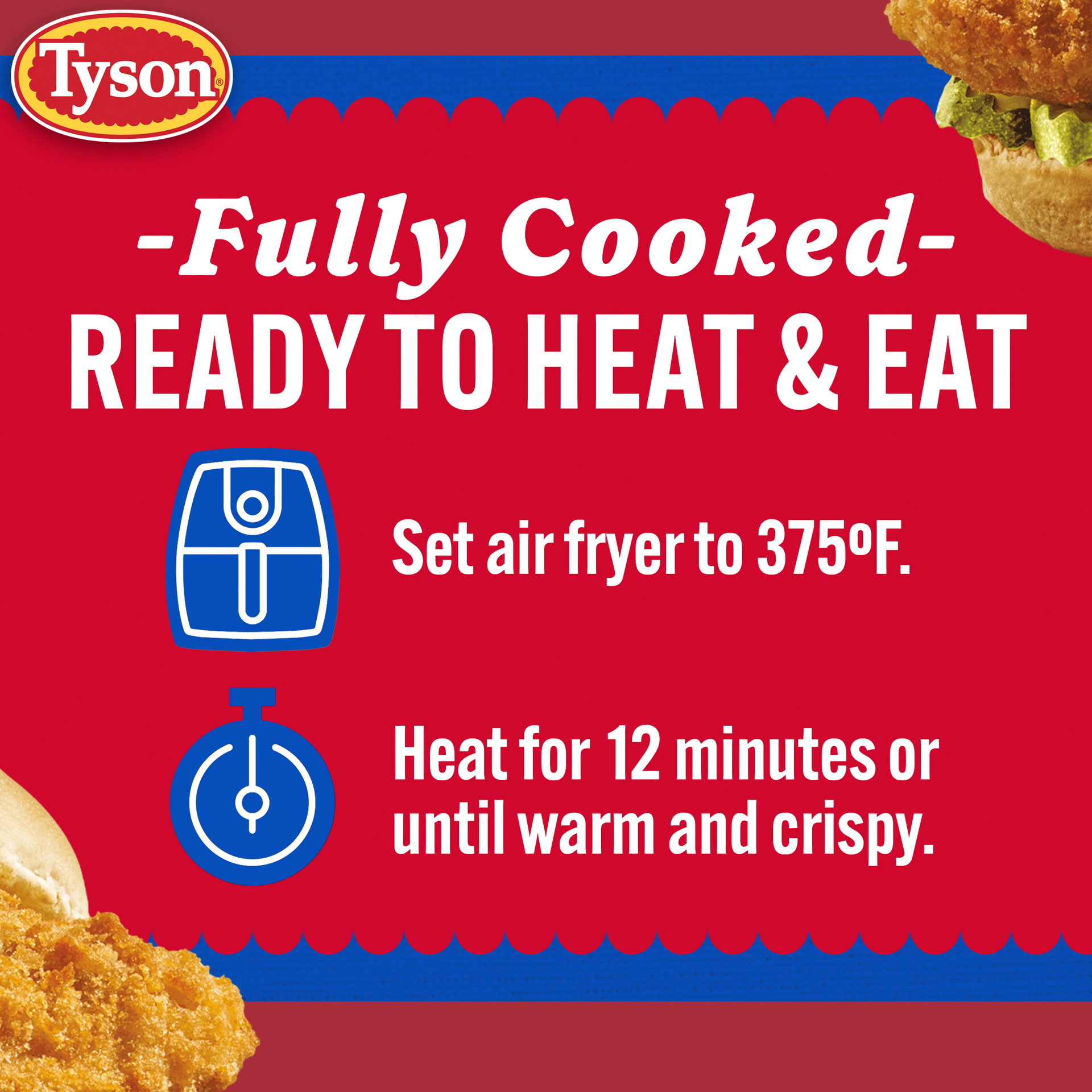 slide 9 of 10, Tyson Frozen Mega Chicken Patties, 20 oz, 566.99 g
