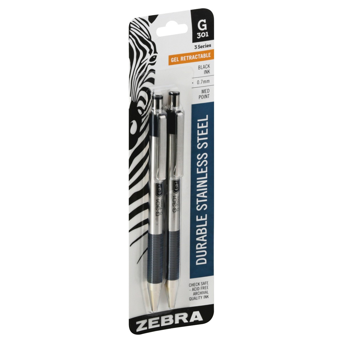 slide 3 of 9, Zebra 2ct G-301 Ballpoint Pens Black Ink Fine .7mm, 1 ct