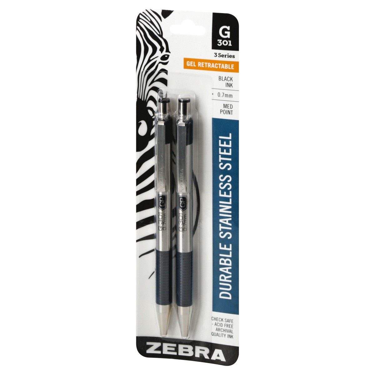 slide 4 of 9, Zebra 2ct G-301 Ballpoint Pens Black Ink Fine .7mm, 1 ct