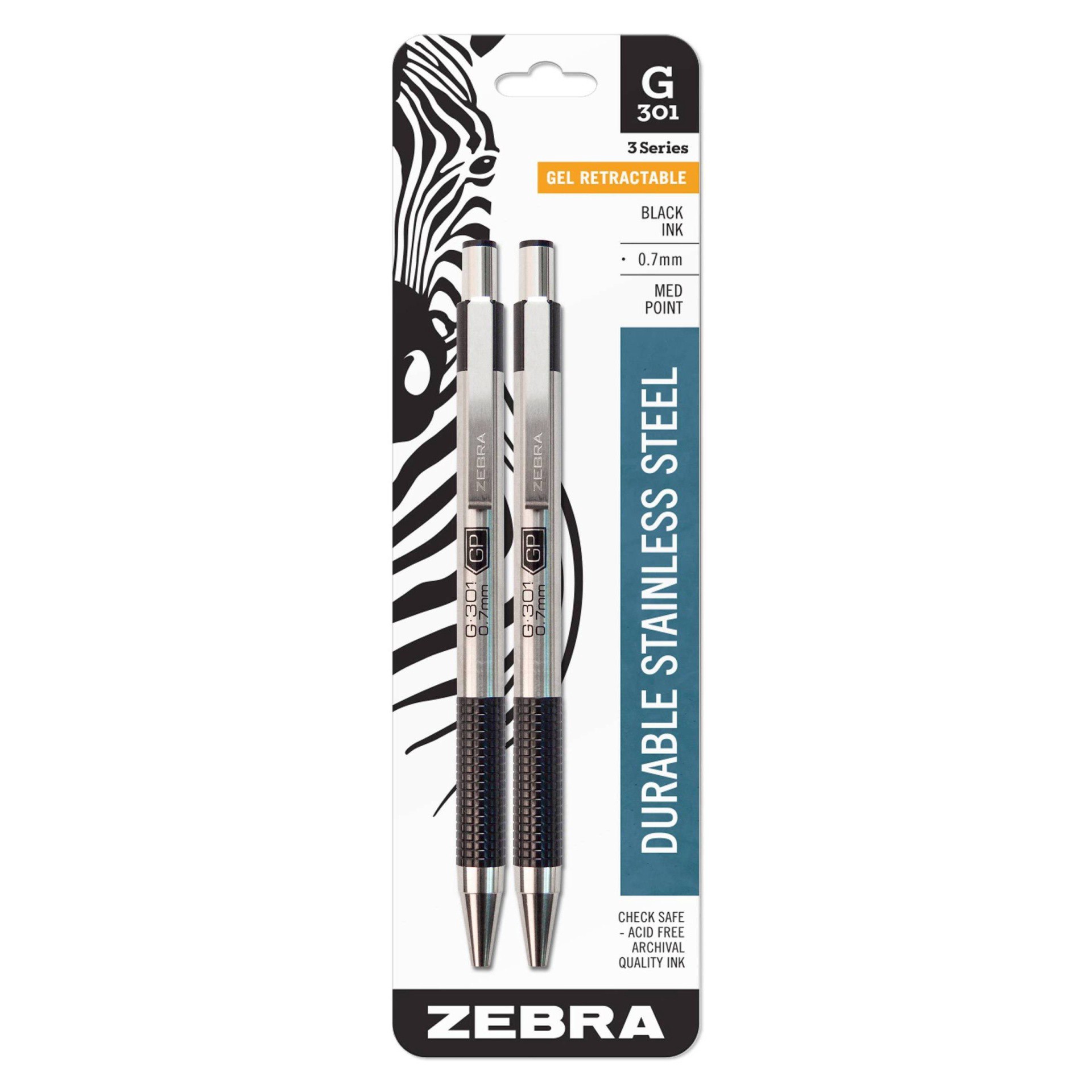 slide 1 of 9, Zebra 2ct G-301 Ballpoint Pens Black Ink Fine .7mm, 1 ct