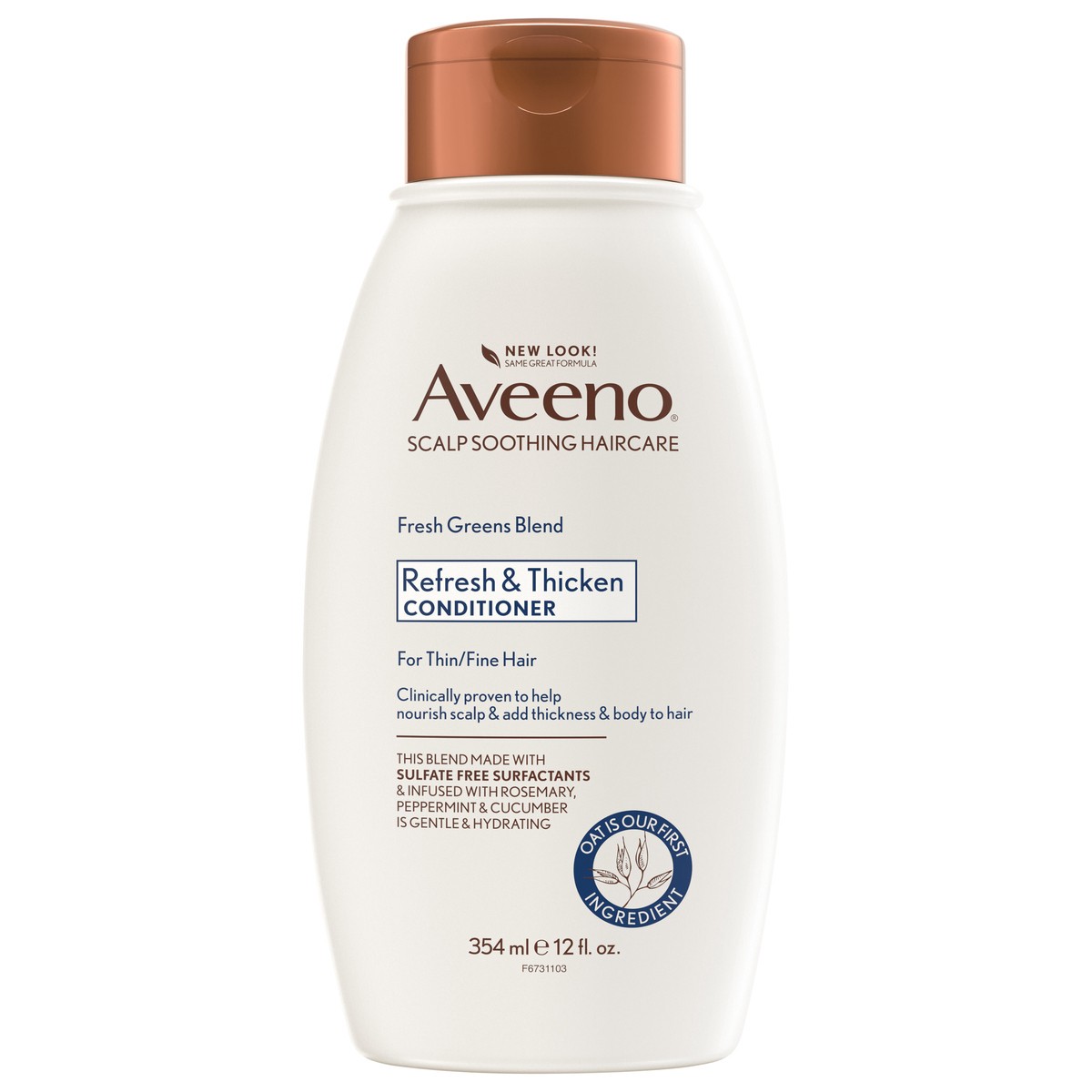 slide 3 of 4, Aveeno Refresh & Thicken + Fresh Greens Blend Conditioner 12 fl oz, 12 fl oz
