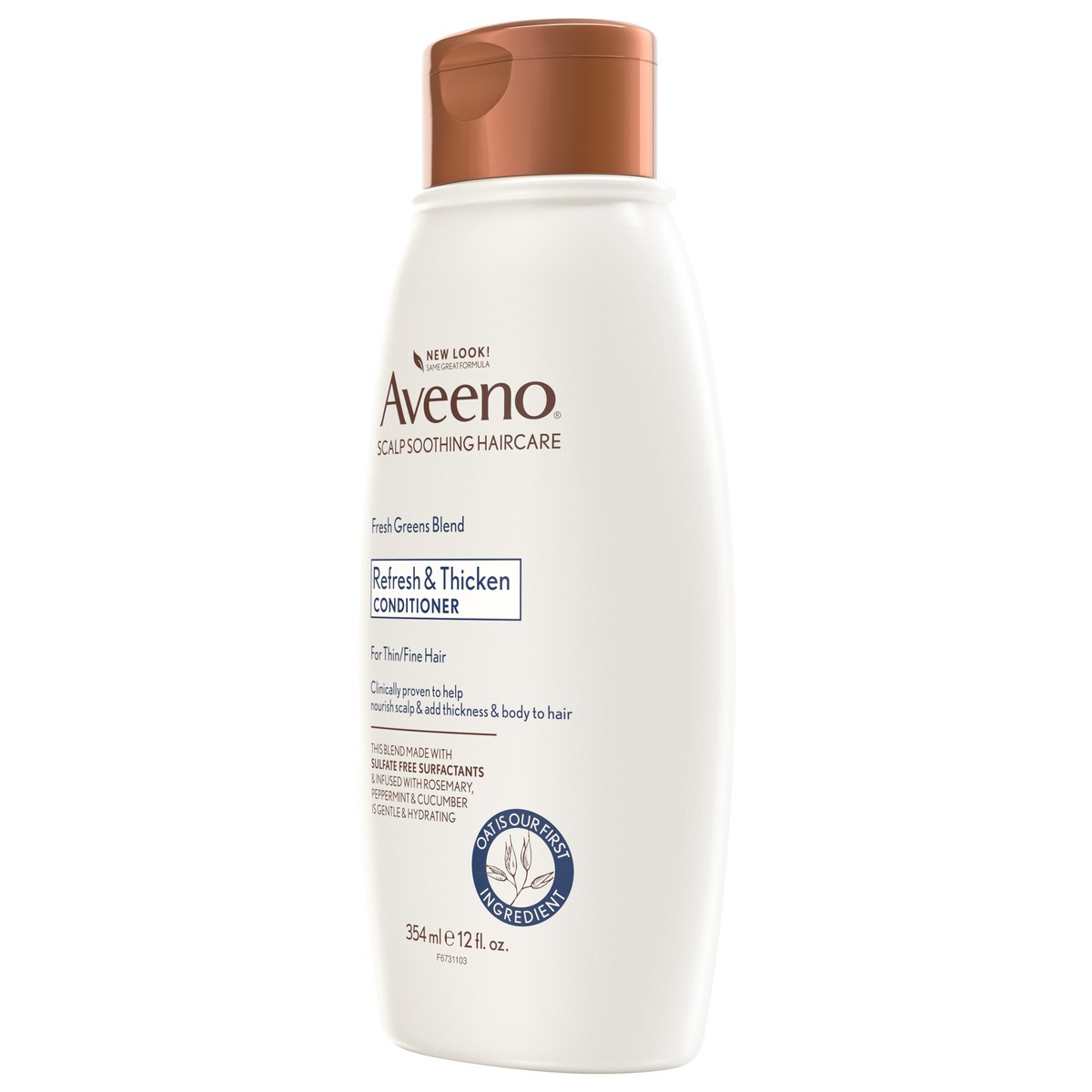 slide 2 of 4, Aveeno Refresh & Thicken + Fresh Greens Blend Conditioner 12 fl oz, 12 fl oz