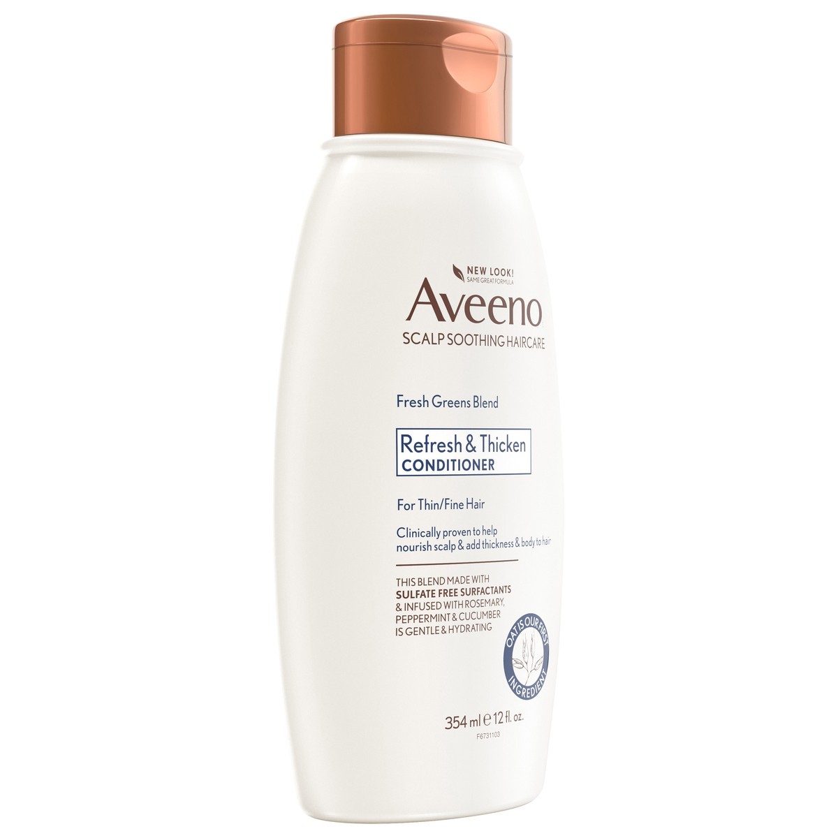 slide 4 of 4, Aveeno Refresh & Thicken + Fresh Greens Blend Conditioner 12 fl oz, 12 fl oz