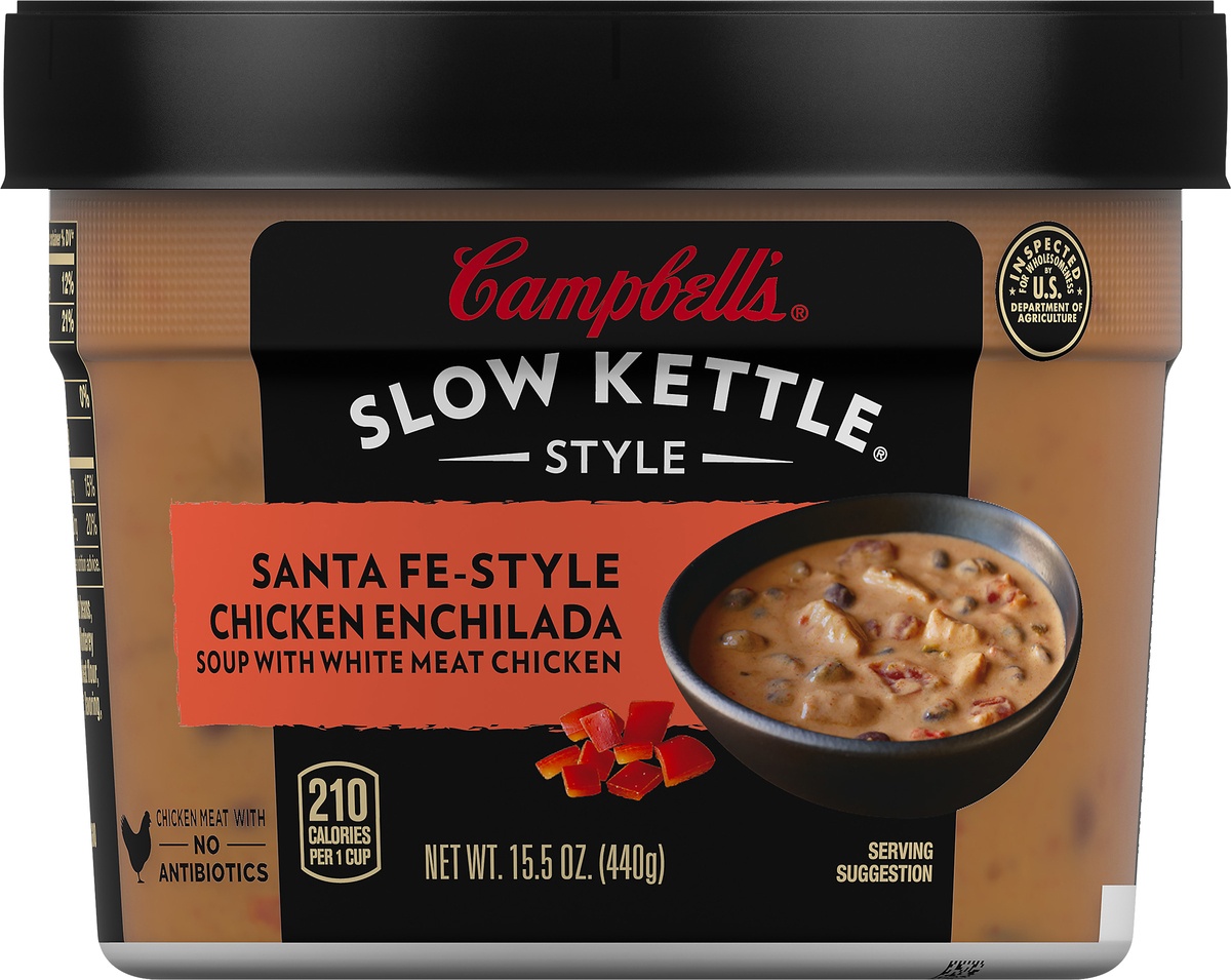 slide 9 of 10, Campbell's Slow Kettle Style Santa Fe Style Chicken Enchilada Soup Microwaveable Bowl, 15.5 oz