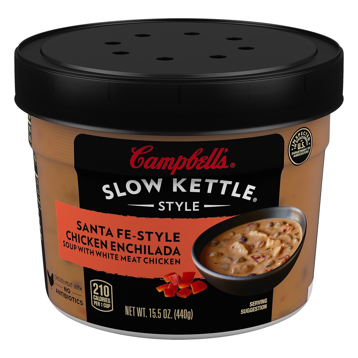 slide 1 of 10, Campbell's Slow Kettle Style Santa Fe Style Chicken Enchilada Soup Microwaveable Bowl, 15.5 oz