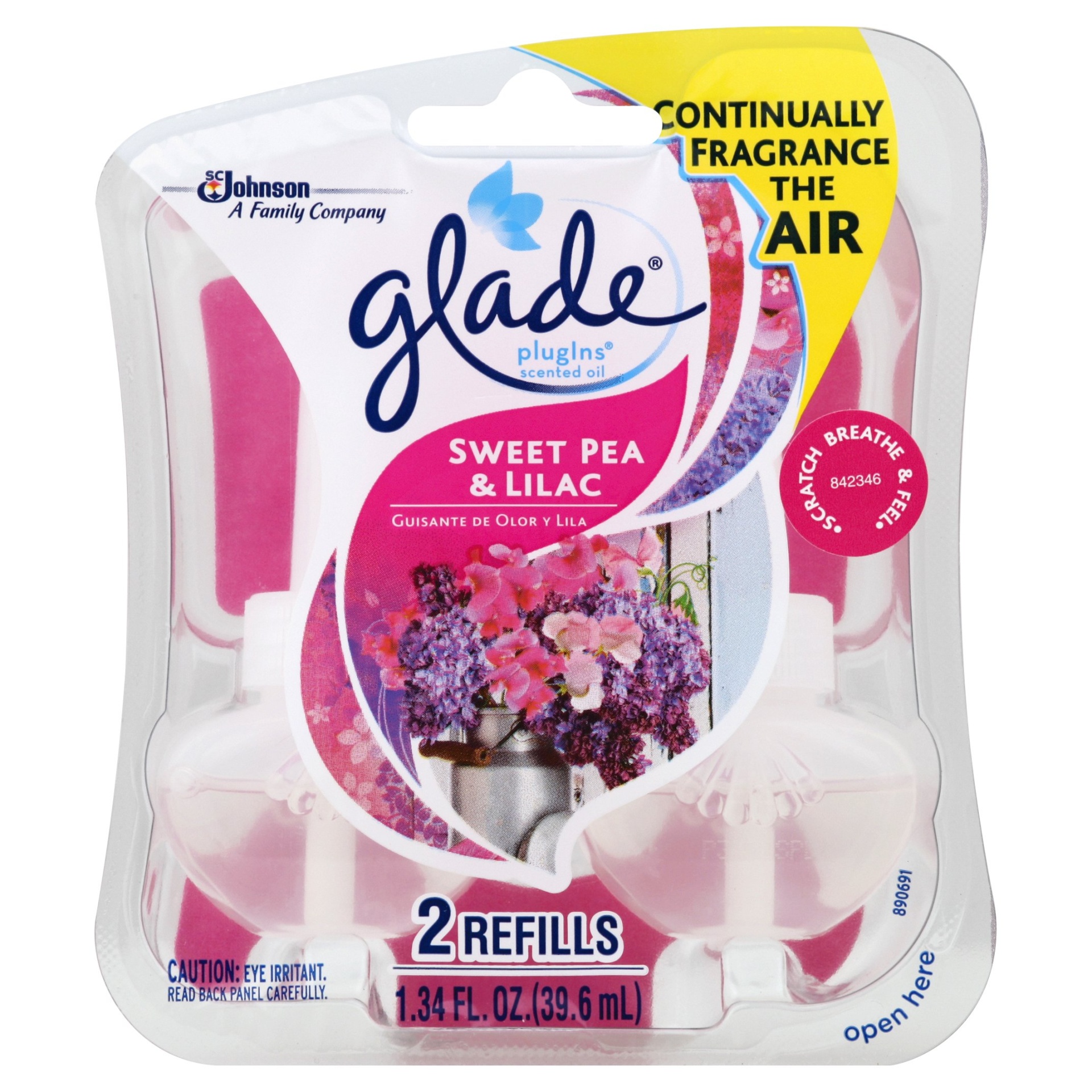 slide 1 of 2, Glade PlugIns Scented Oil Refills Sweet Pea & Lilac, 2 ct; 1.34 oz