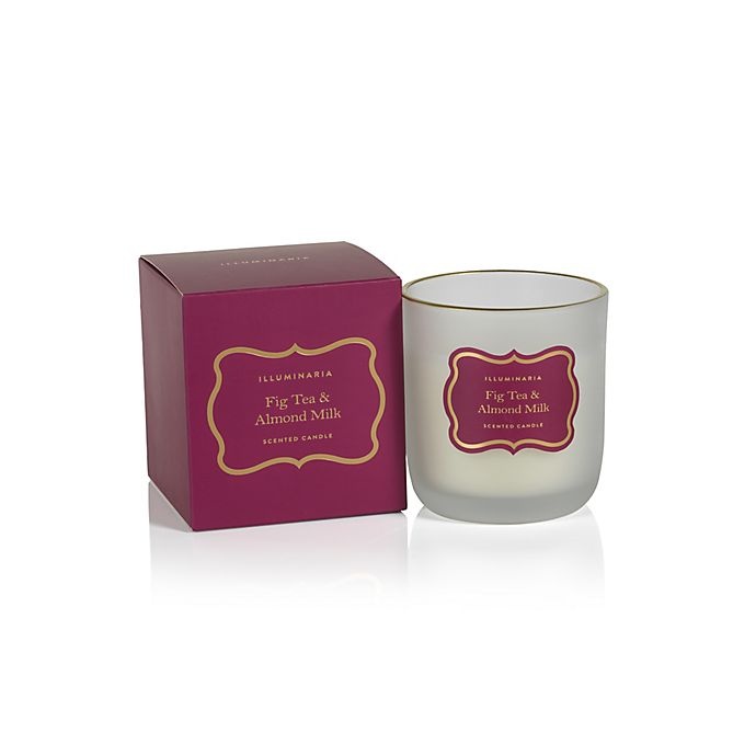 slide 1 of 1, Zodax Fig Tea & Almond Milk Small Frosted Candle Jar with Gold Rim - Purple, 1 ct