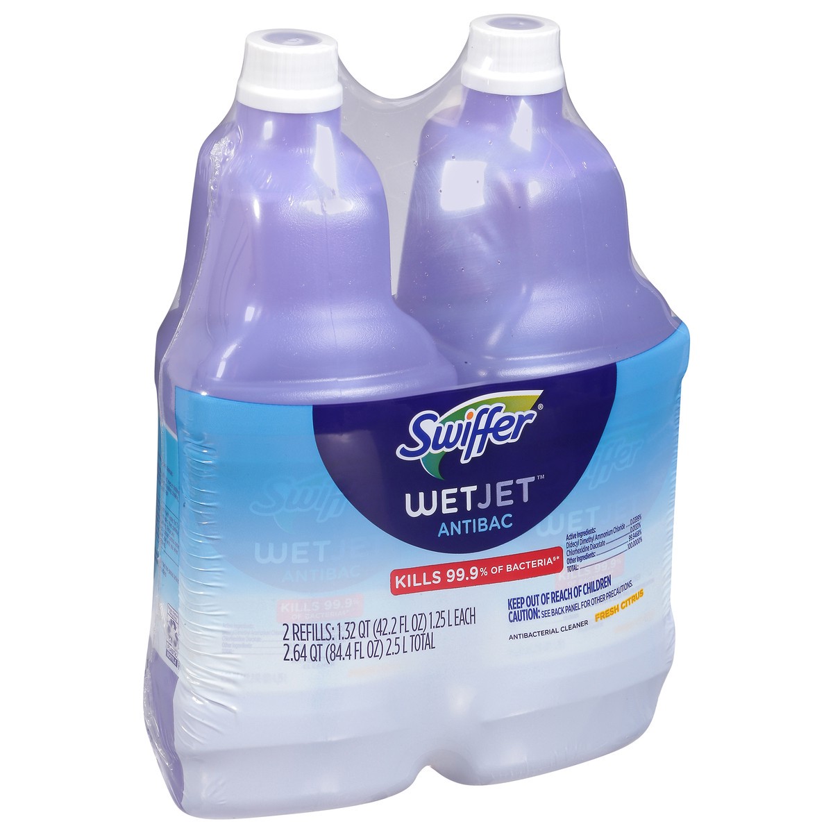 slide 4 of 12, Swiffer Wet Jet Antibac Fresh Citrus Antibacterial Cleaner Refills 2 - 42.2 fl oz Bottles, 2 ct