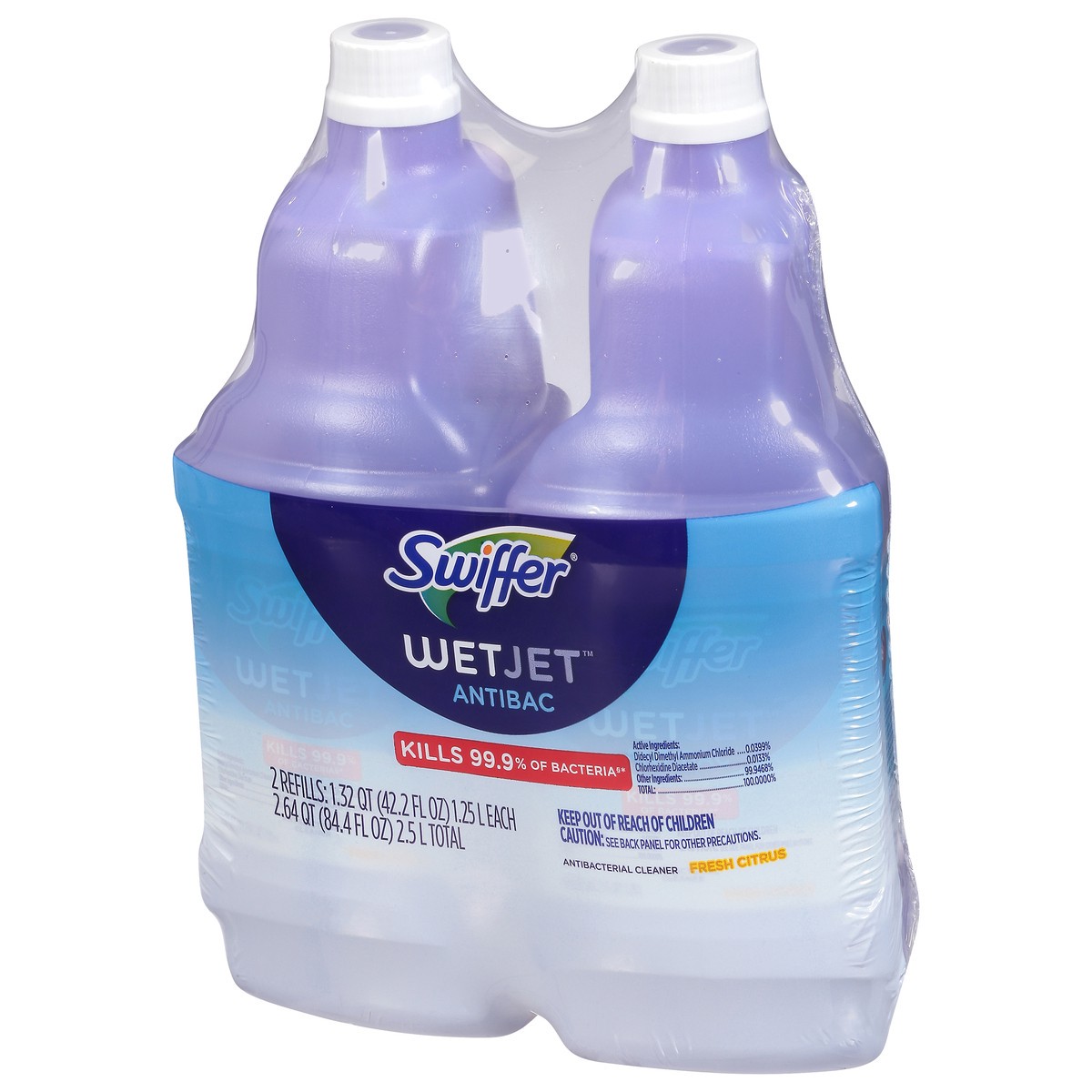 slide 6 of 12, Swiffer Wet Jet Antibac Fresh Citrus Antibacterial Cleaner Refills 2 - 42.2 fl oz Bottles, 2 ct