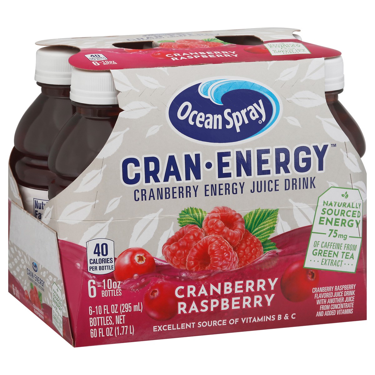 slide 10 of 14, Ocean Spray Cran-Energy Cranberry Raspberry Energy Juice Drink 6 - 10 fl oz Bottles, 6 ct
