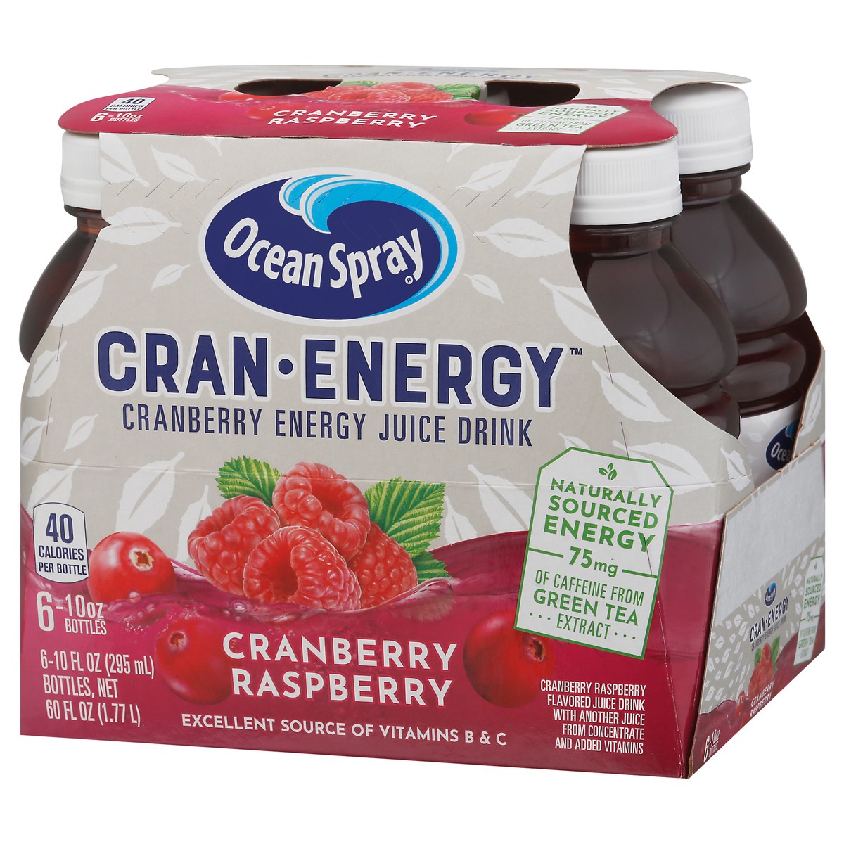 slide 11 of 14, Ocean Spray Cran-Energy Cranberry Raspberry Energy Juice Drink 6 - 10 fl oz Bottles, 6 ct