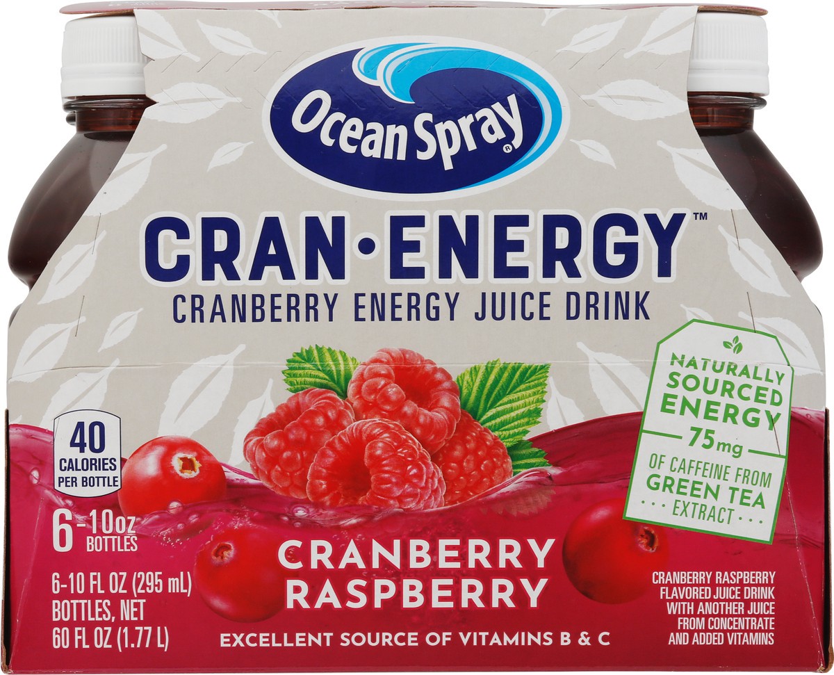 slide 1 of 14, Ocean Spray Cran-Energy Cranberry Raspberry Energy Juice Drink 6 - 10 fl oz Bottles, 6 ct