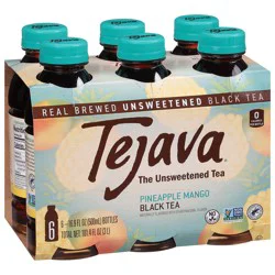 Tejava Unsweetened Pineapple Mango Black Iced Tea Bottles Multipack