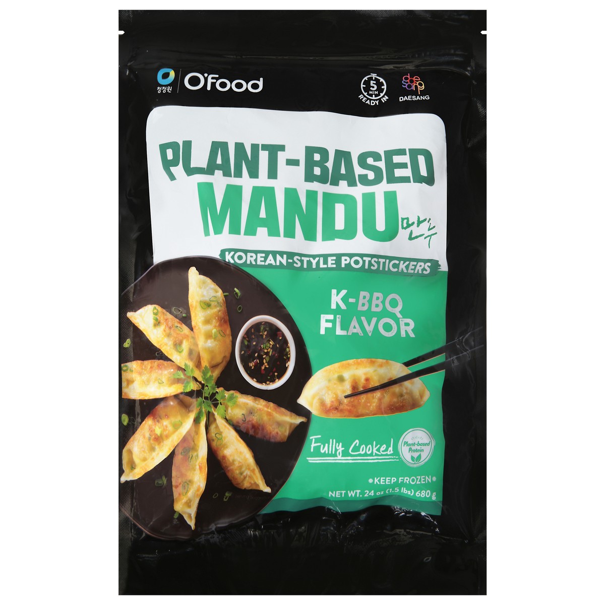 slide 11 of 14, O'Food Plant-Based K-BBQ Flavor Mandu 24 oz, 24 oz