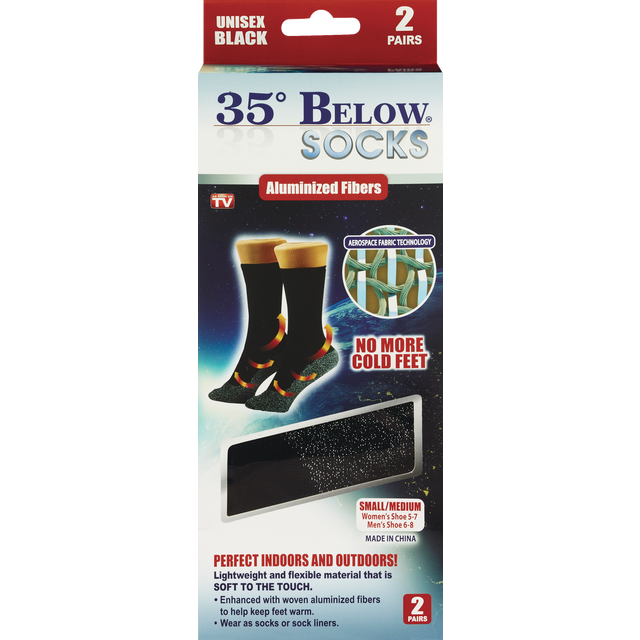 slide 1 of 1, AS SEEN ON TV 35 Below Socks Small/Medium, 1 ct