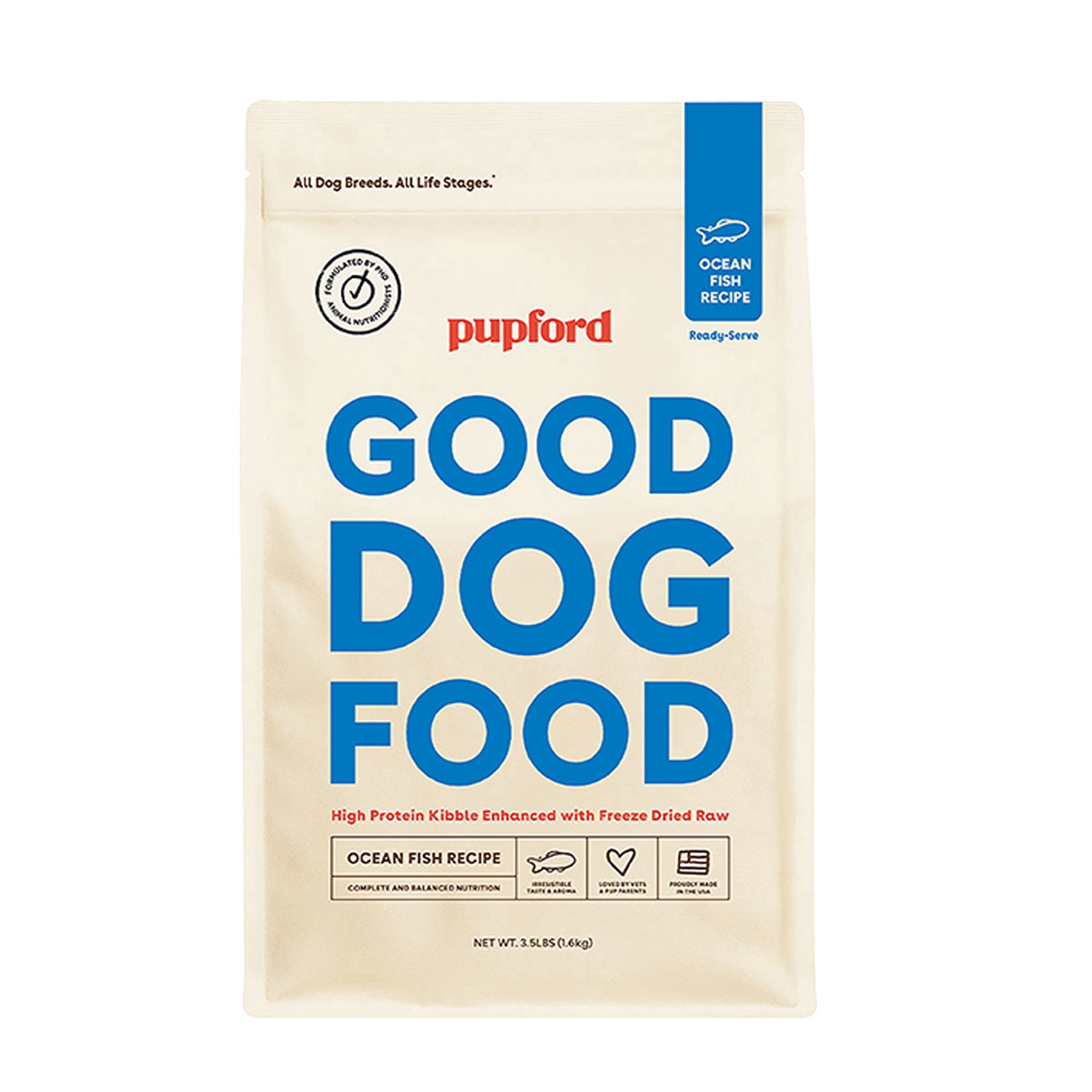 slide 1 of 1, Pupford Kibble + Freeze-Dried Raw All Life Stages Dry Dog Food - Fish, 3.5 Lb, 3.5 lb