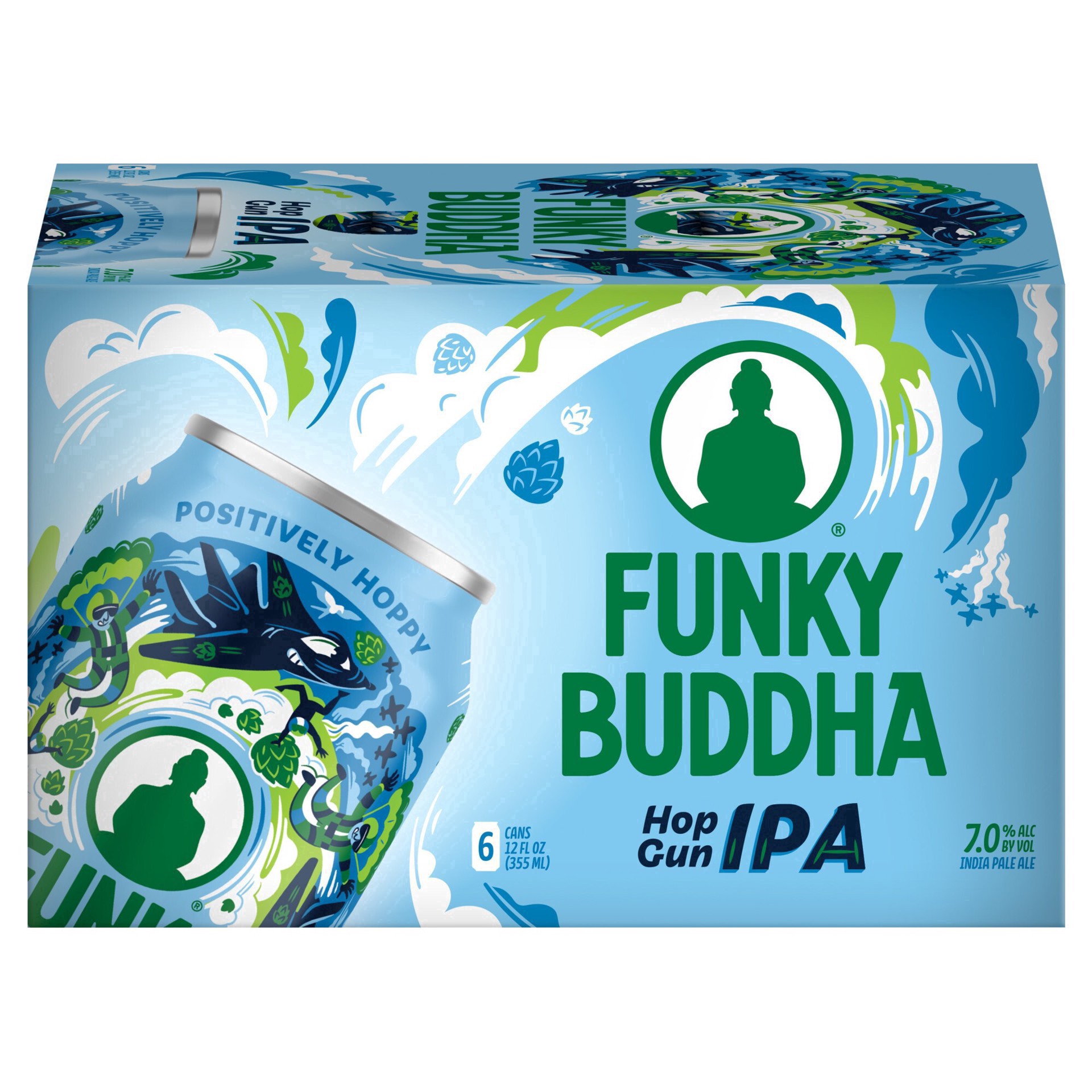 slide 22 of 30, Funky Buddha Hop Gun IPA Craft Beer, 6 pk 12 fl oz Cans, 7.0% ABV, 72 fl oz