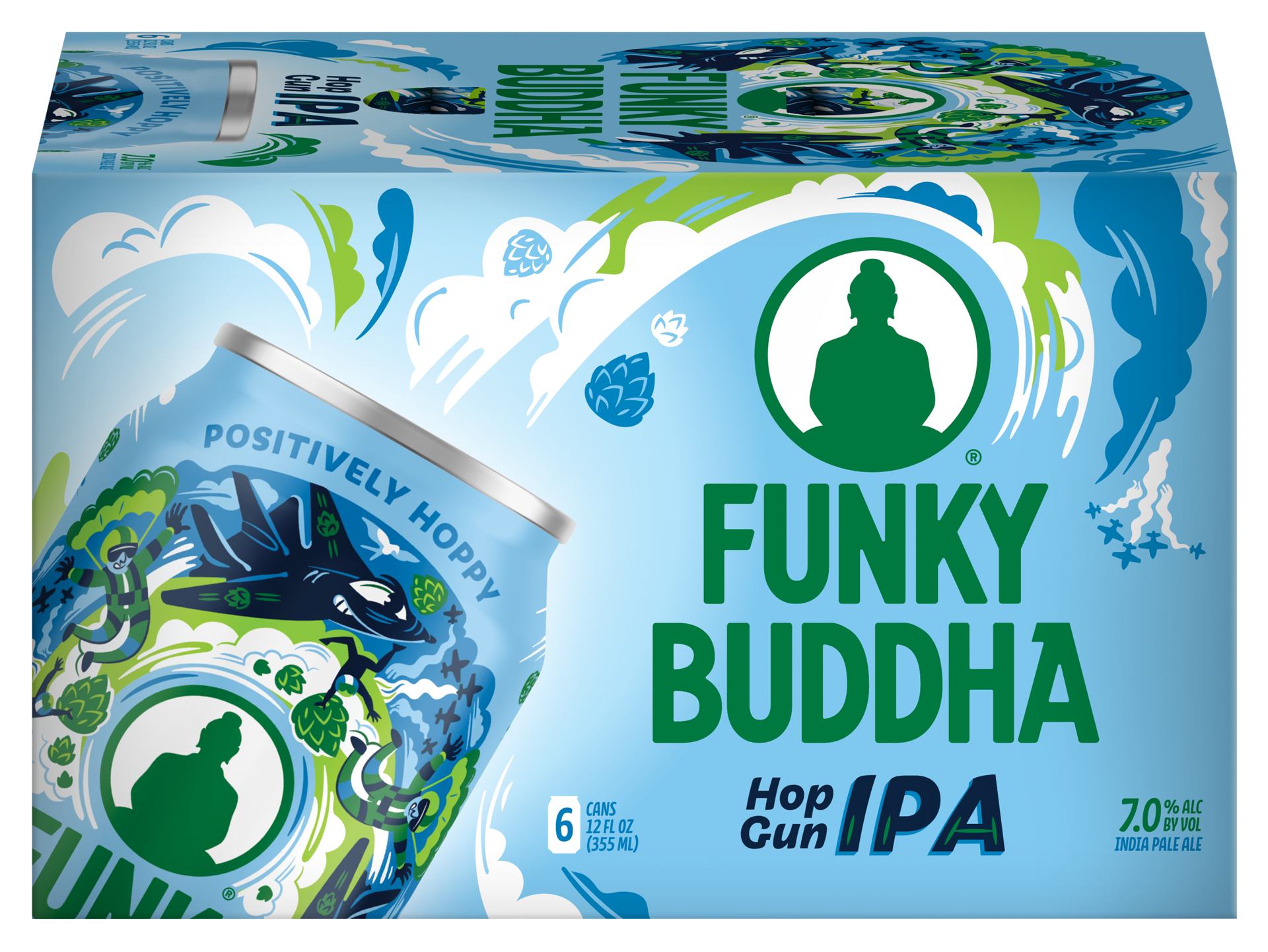 slide 1 of 30, Funky Buddha Hop Gun IPA Craft Beer, 6 pk 12 fl oz Cans, 7.0% ABV, 72 fl oz