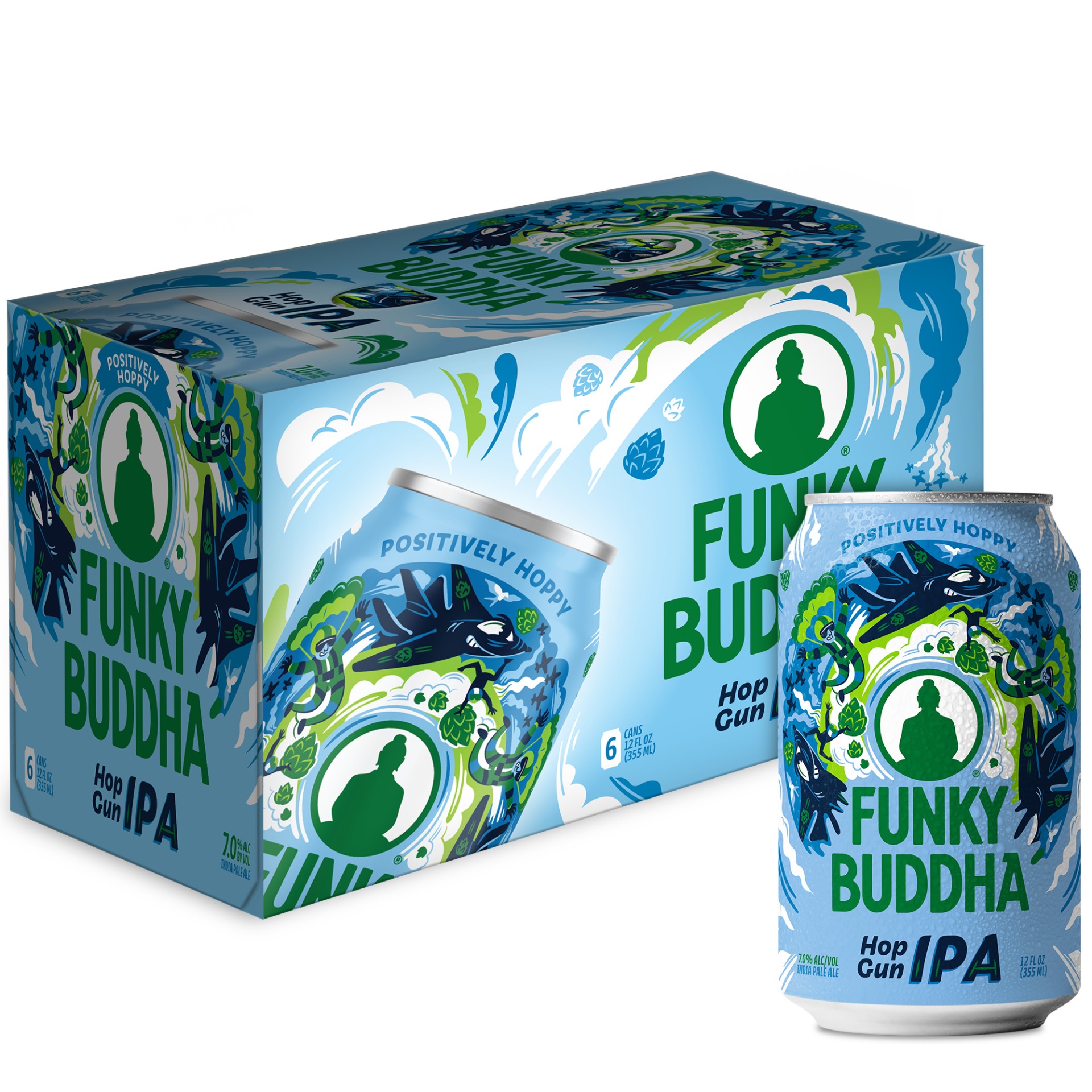 slide 1 of 1, Funky Buddha Hop Gun IPA Craft Beer Cans, 12 oz