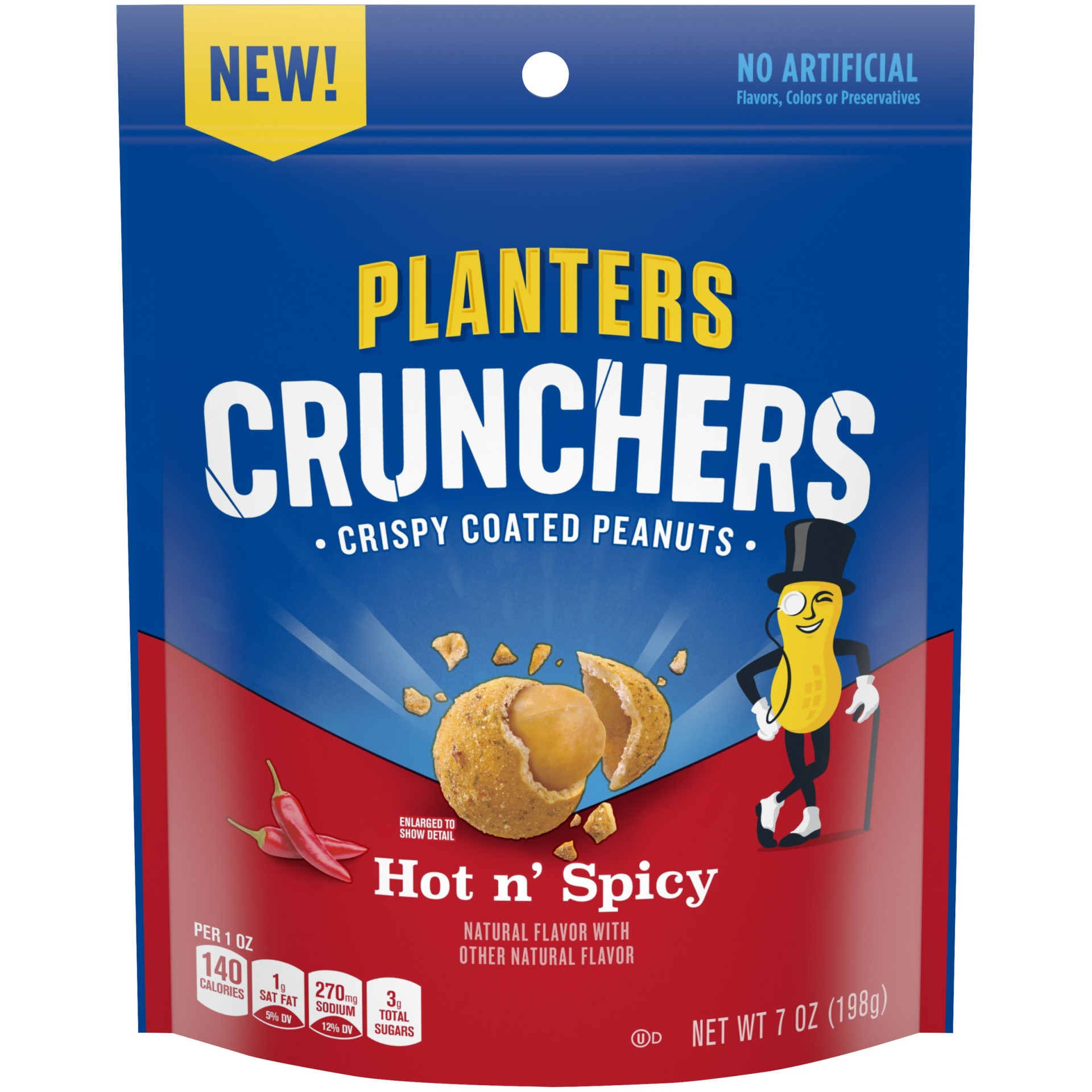 slide 1 of 10, Planters Crunchers Hot n' Spicy Crispy Coated Peanuts, 7 oz