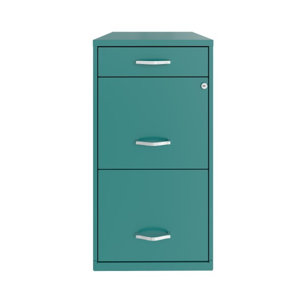 slide 1 of 3, Realspace Soho Organizer 18"D Vertical 3-Drawer File Cabinet, 30% Recycled, Teal, 1 ct