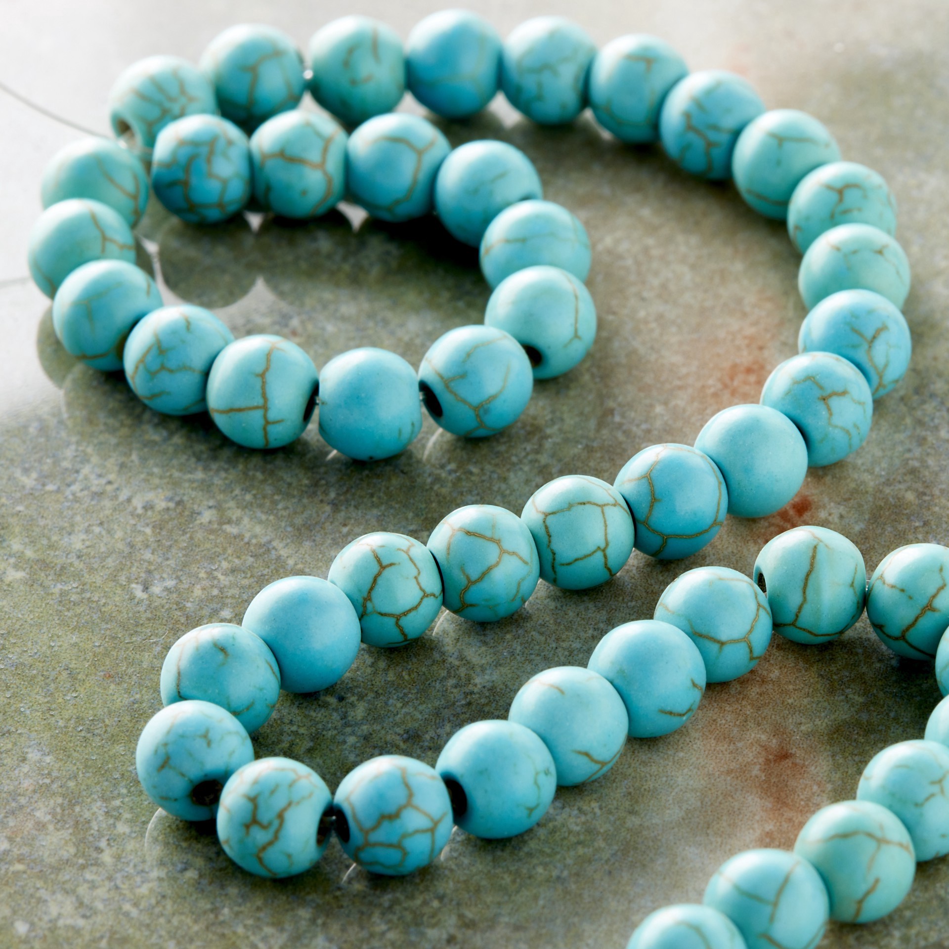 slide 2 of 3, Turquoise Dyed Howlite Round Beads, 6mm By Bead Landing, 6 mm
