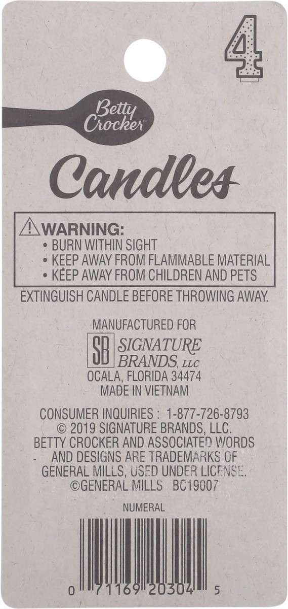 slide 9 of 10, Betty Crocker Candles Birthday Numeral 4 - 1 Count, 1 ct