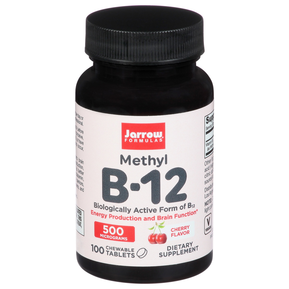 slide 1 of 1, Jarrow Formulas Methyl B-12 - Dietary Supplement - 100 Chewable Tablets, Cherry Flavored Supplement - Bioactive Vitamin B12 - Supports Cellular Energy and Cardiovascular Support Non-GMO & Gluten Free (PACKAGING MAY VARY), 100 ct