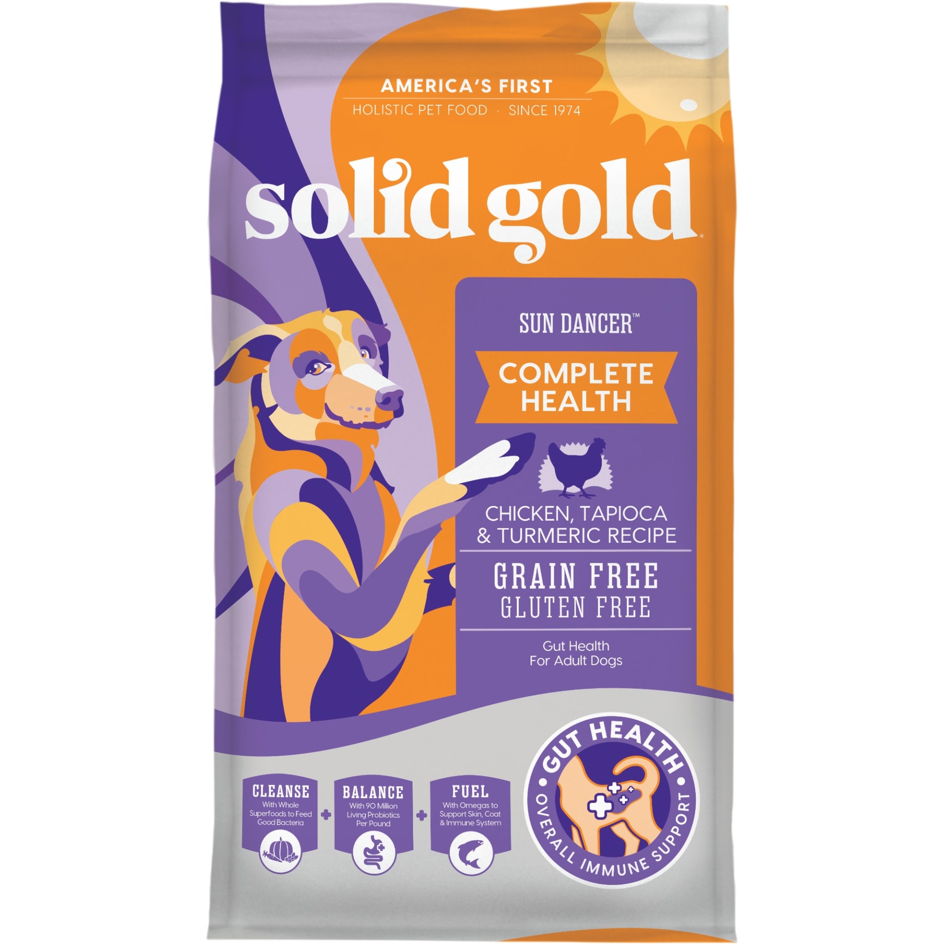 slide 1 of 1, Solid Gold Sun Dancer Chicken, Tapioca & Quinoa Grain Free Adult Dog Food, 24 lb