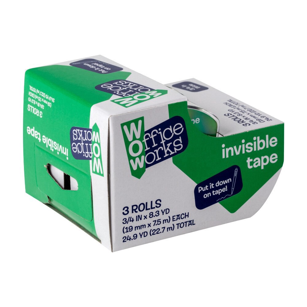 slide 2 of 5, Officeworks Invisible Tape, 3 ct; 25 yd