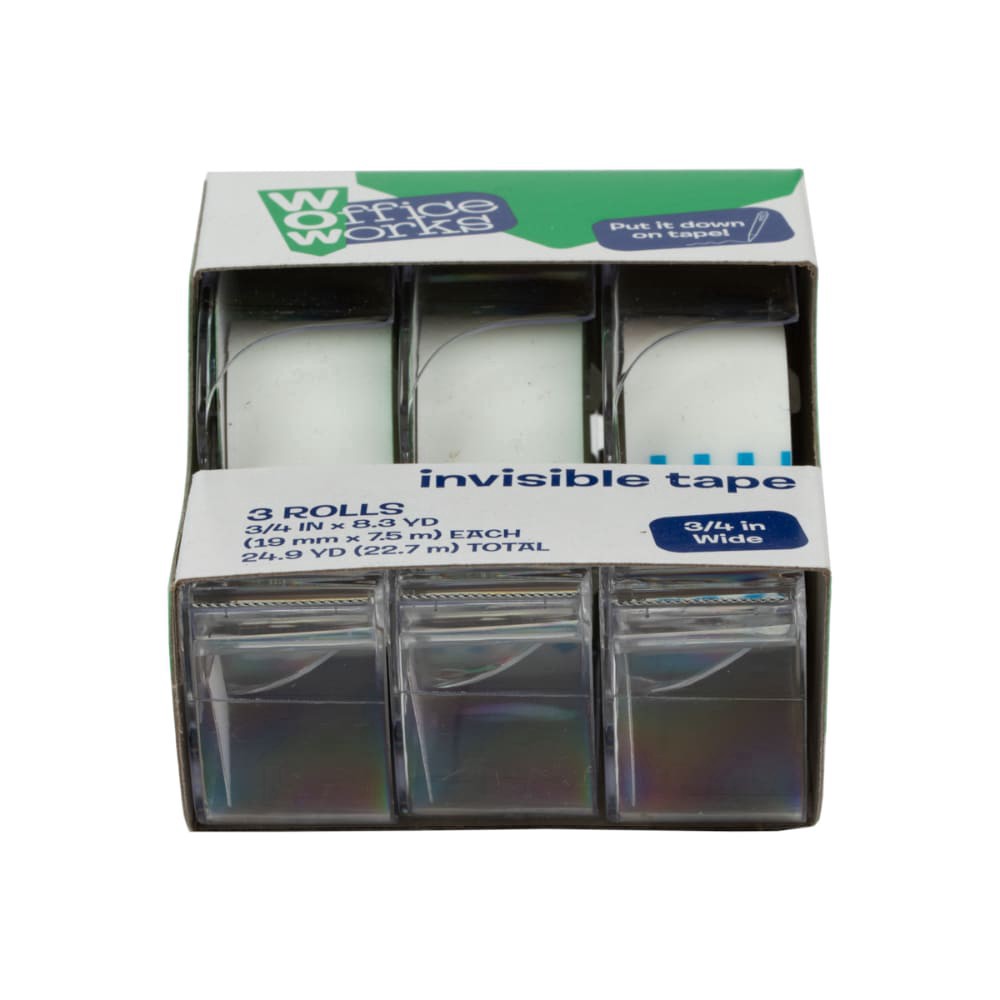 slide 1 of 5, Officeworks Invisible Tape, 3 ct; 25 yd