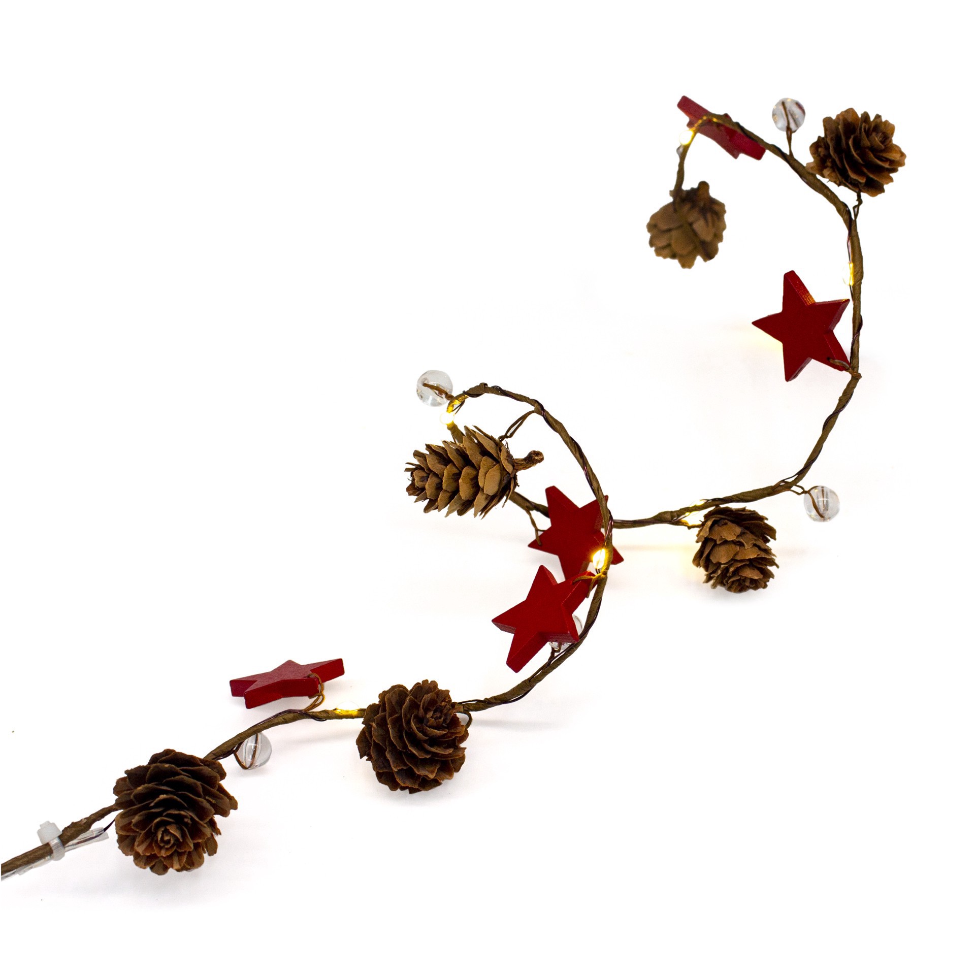 slide 3 of 3, 18ct. Warm White Led Pinecone & Red Star Garland String Lights By Ashland, 18 ct