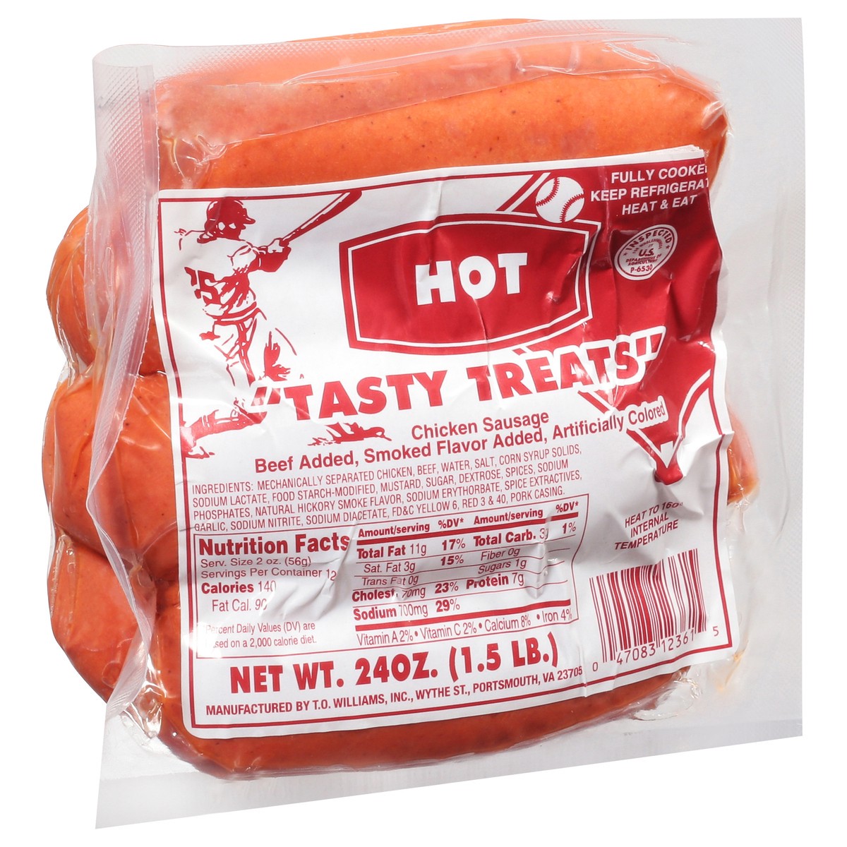 slide 9 of 9, Tasty Treats Hot Chicken Sausage 24 oz, 24 oz