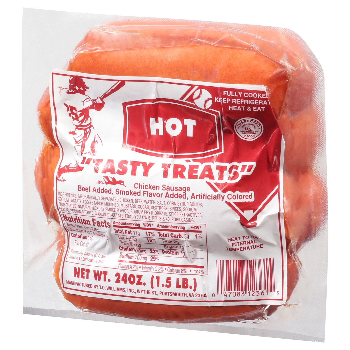 slide 2 of 9, Tasty Treats Hot Chicken Sausage 24 oz, 24 oz