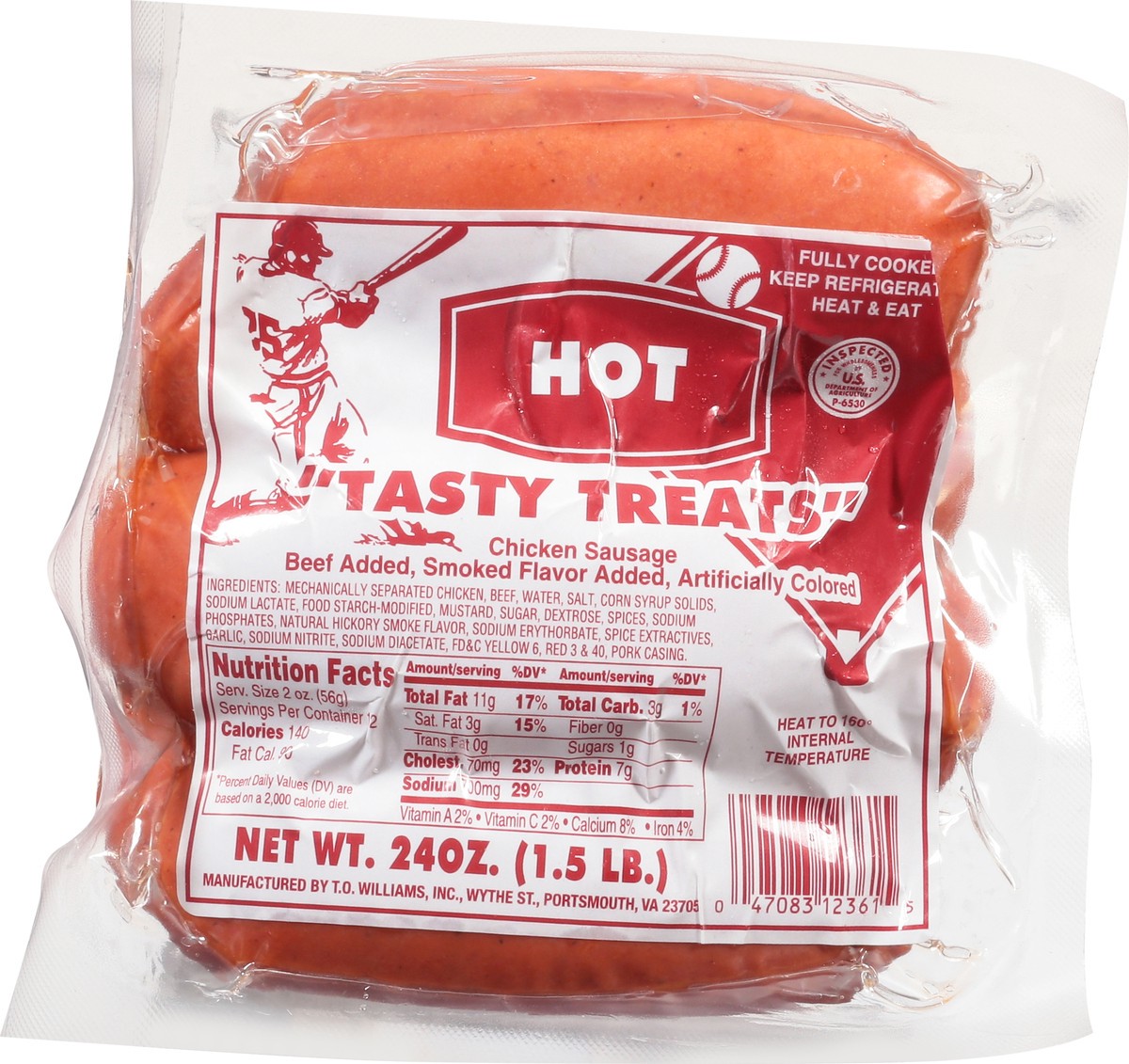 slide 5 of 9, Tasty Treats Hot Chicken Sausage 24 oz, 24 oz