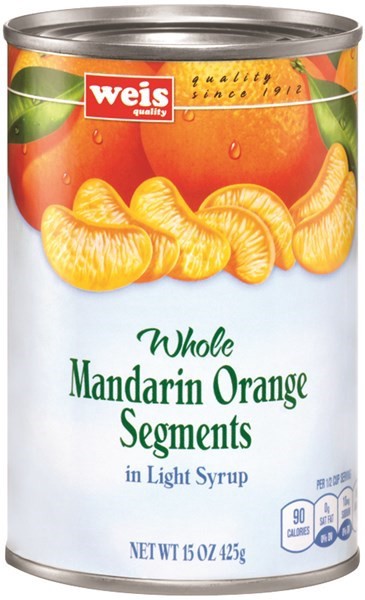 slide 1 of 1, Weis Quality Whole Mandarin Orange Segments in Light Syrup Canned Fruit, 15 oz