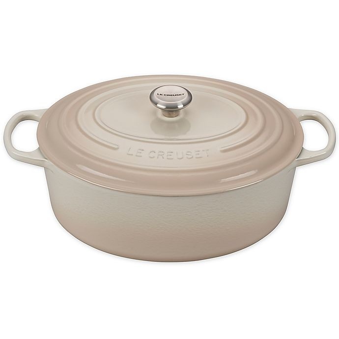 slide 1 of 1, Le Creuset Signature Oval Dutch Oven - Meringue, 9.5 qt