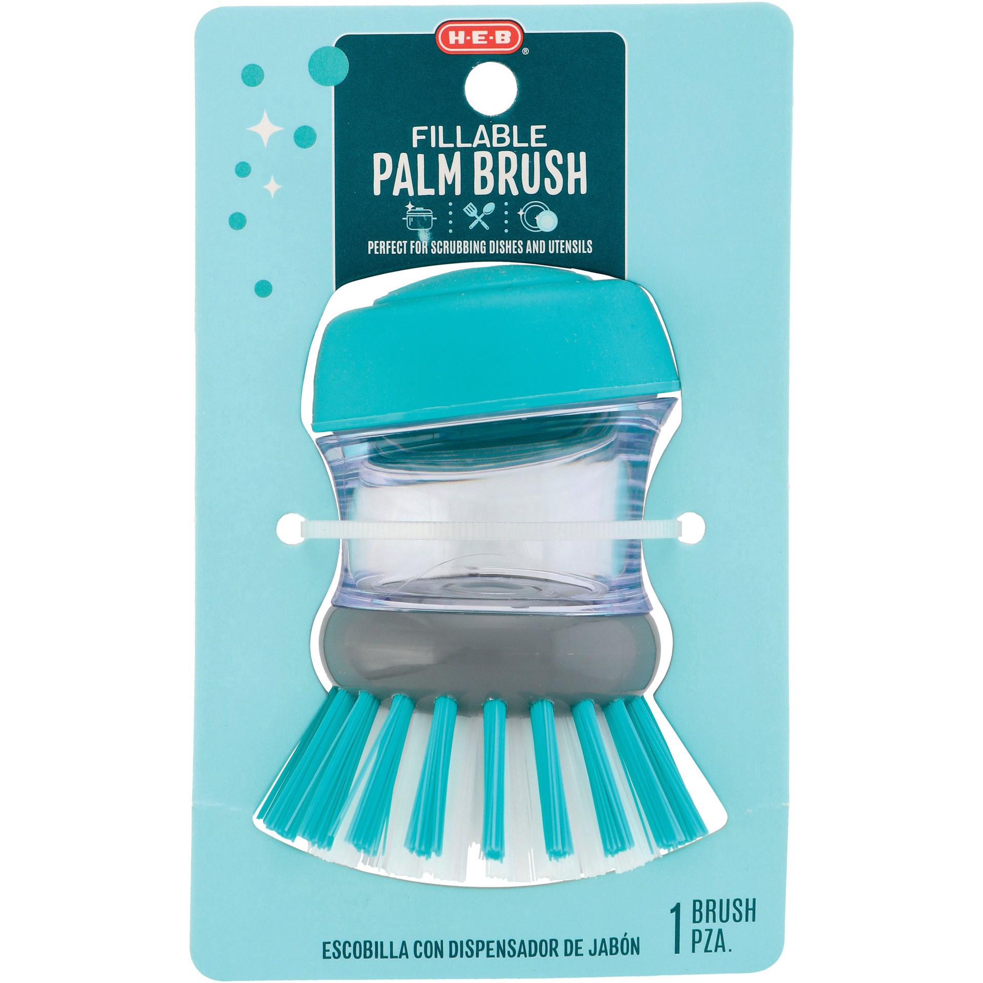 slide 1 of 1, H-E-B &nbsp;Fillable Palm Brush, 1 ct