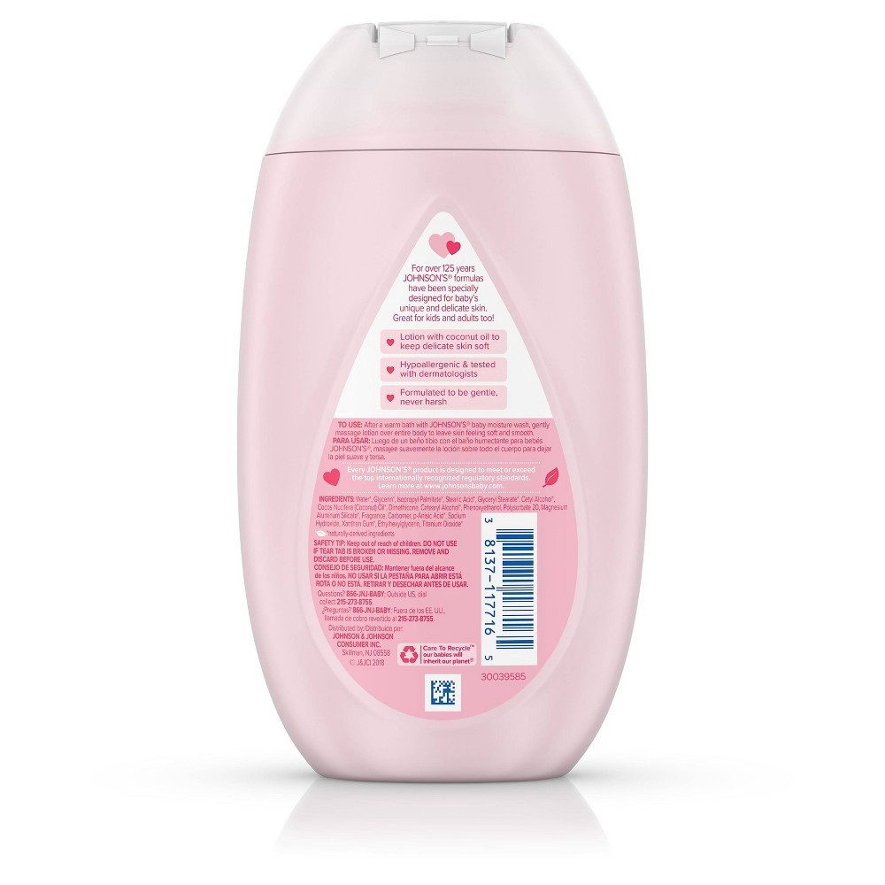 slide 2 of 8, Johnson's Moisturizing Pink Baby Lotion with Coconut Oil, Gentle, Nourishing Baby Body Lotion, Hypoallergenic, Paraben-Free, Dye-Free, Phthalate-Free, 10.2 fl. oz, 10.2 oz