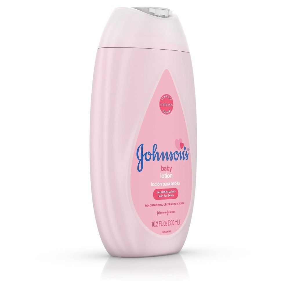 slide 3 of 8, Johnson's Moisturizing Pink Baby Lotion with Coconut Oil, Gentle, Nourishing Baby Body Lotion, Hypoallergenic, Paraben-Free, Dye-Free, Phthalate-Free, 10.2 fl. oz, 10.2 oz